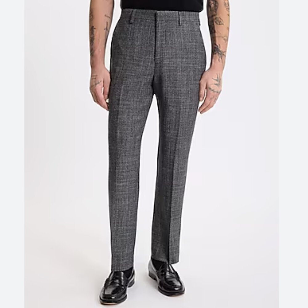 Express Men Extra Slim Plaid Elastic Waist Suit Pant